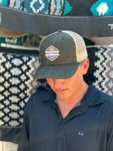 Heather charcoal tan mesh hat