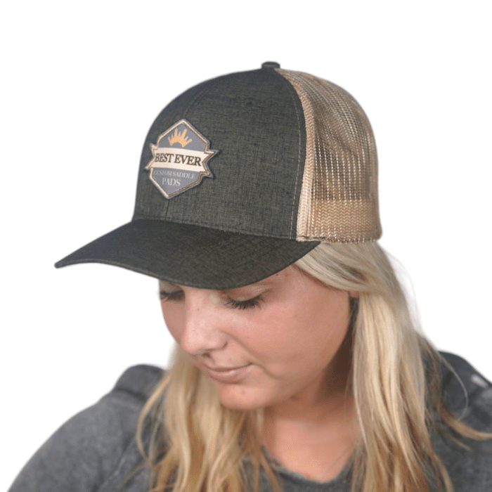 Heather charcoal tan mesh hat