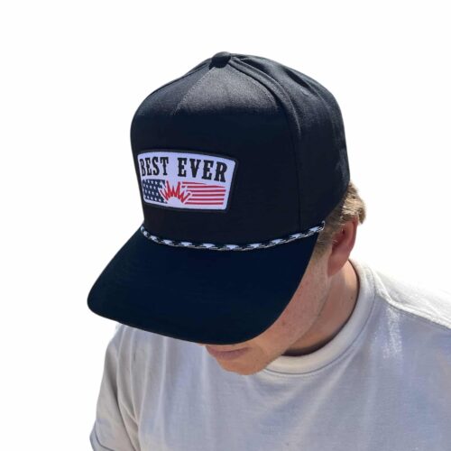 Flat Brim Black USA Rope Cap
