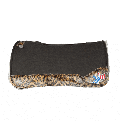 The OG Dark Grey Saddle Pad with Laredo Sepia Western and a USA Embroidered Crown