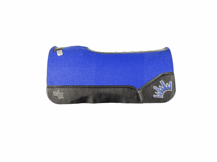 The Kush Blue Saddle Pad with Black Leather and White & Blue Crown