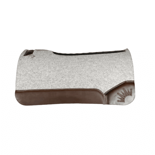 The Kush Gray Saddle Pad with Espresso Oiled Cowboy Leather and Lasered Crown