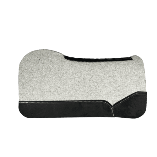 The Kush Gray Saddle Pad with Black Roughout Cowboy Leather and Lasered Crown