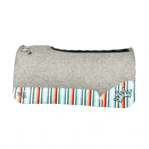 The Kush Gray Saddle Pad with Serape Sedona Western Leather and a Black & Light Turquoise Embroidered Crown
