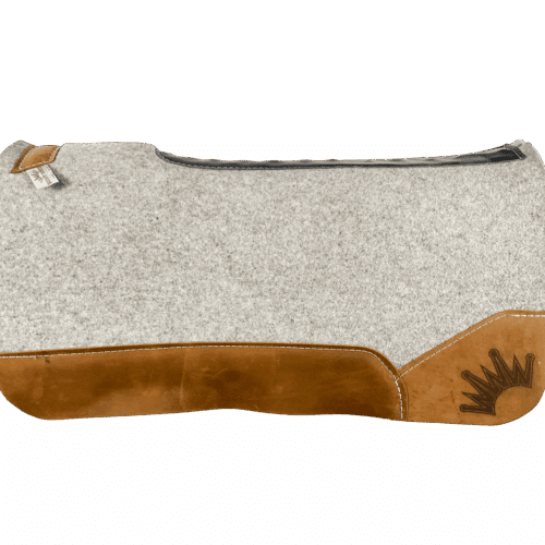 The Kush Gray Saddle Pad with Yukon Oiled Cowboy Leather and a Lasered Crown