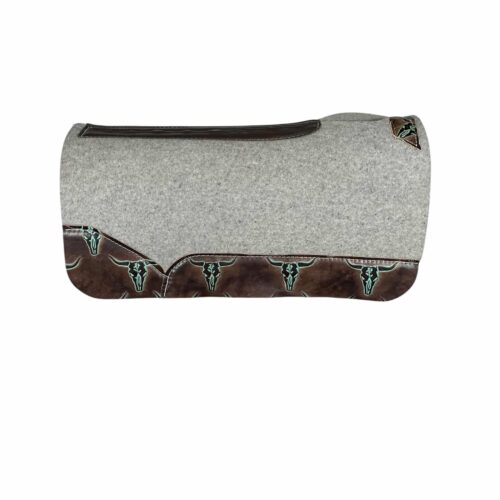 Gray Kush Saddle Pad with Longhorn Turquoise (#124596)