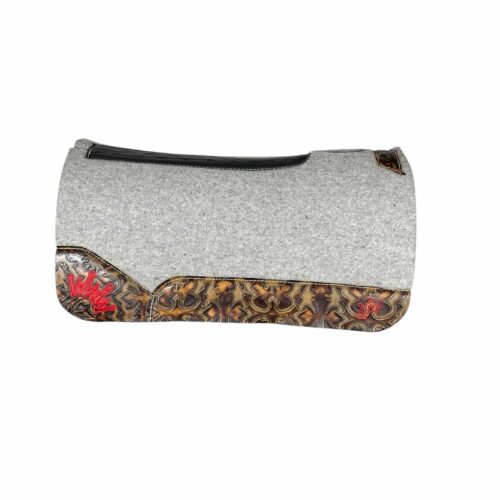 Gray Kush Saddle Pad with Laredo Sepia - Crown in Red Embroidery (#124589)