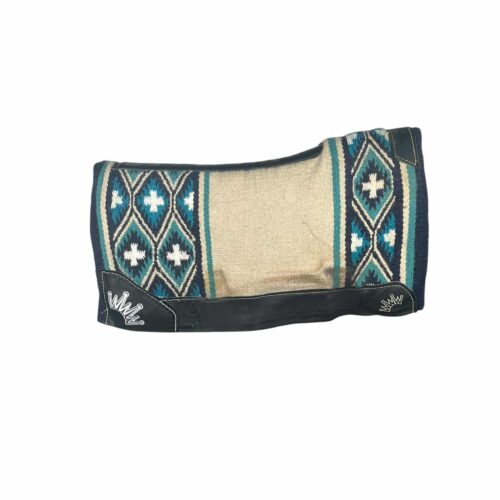 34x36 3/4" Navjo Fleece Saddle Pad with Black Leather - Crown in White Embroidery (#129106)