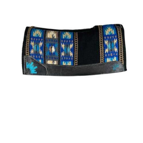 34x38 Sandhill Black Charcoal Turquoise 1/2" Kush Navajo Cadillac Saddle Pad (#133258)