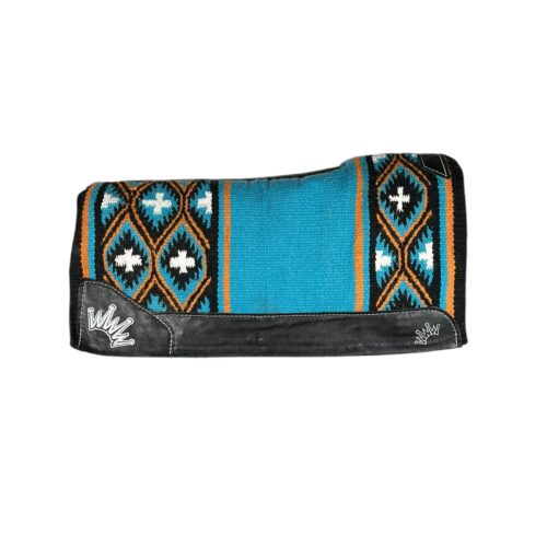 34x36 1" Kush Sequoyah Teal Black Orange Navajo Saddle Pad (#133879)