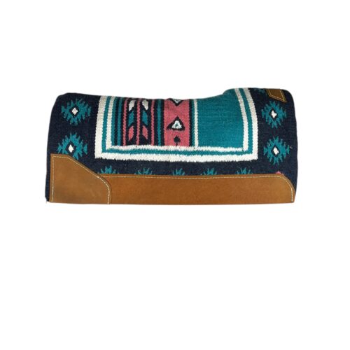 34x36 1" OG Cherokee Turquoise White Pink Black Navajo Saddle Pad (#133873)